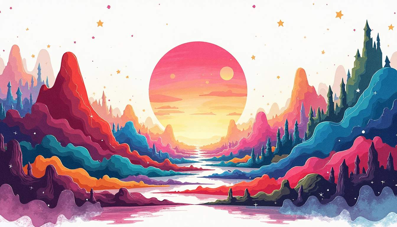 An abstract representation of various psychedelic substances